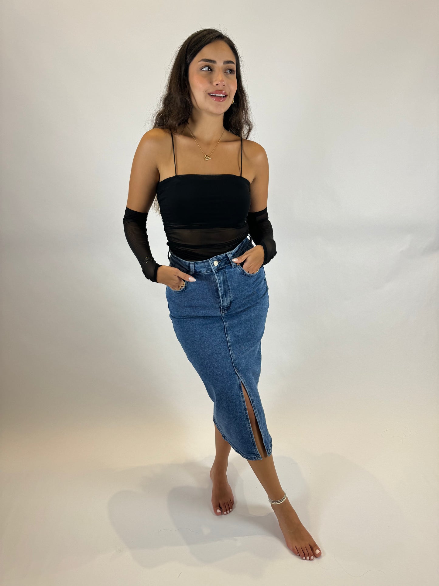 Long Denim Skirt