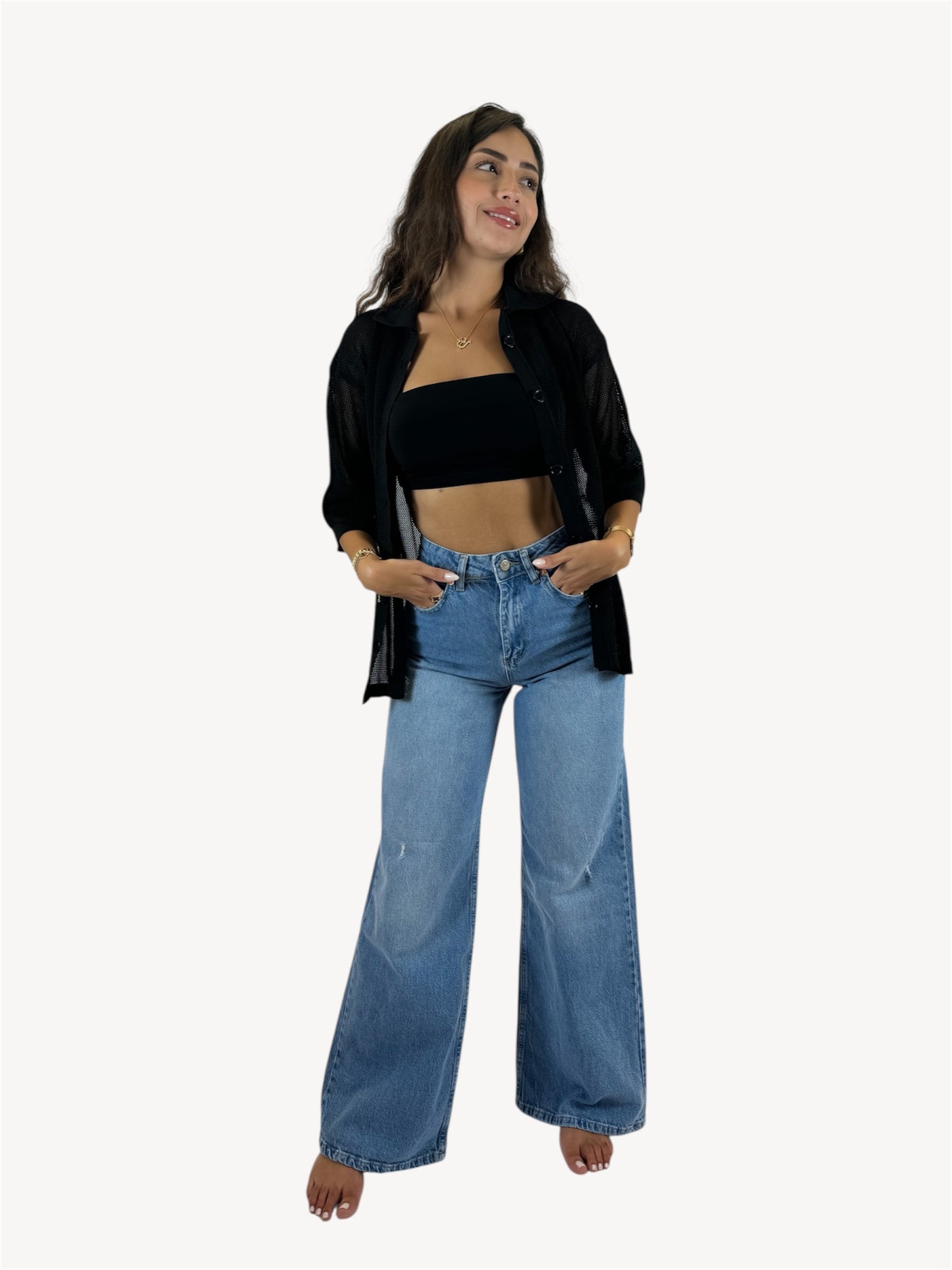 Blue Wide-Leg Jeans