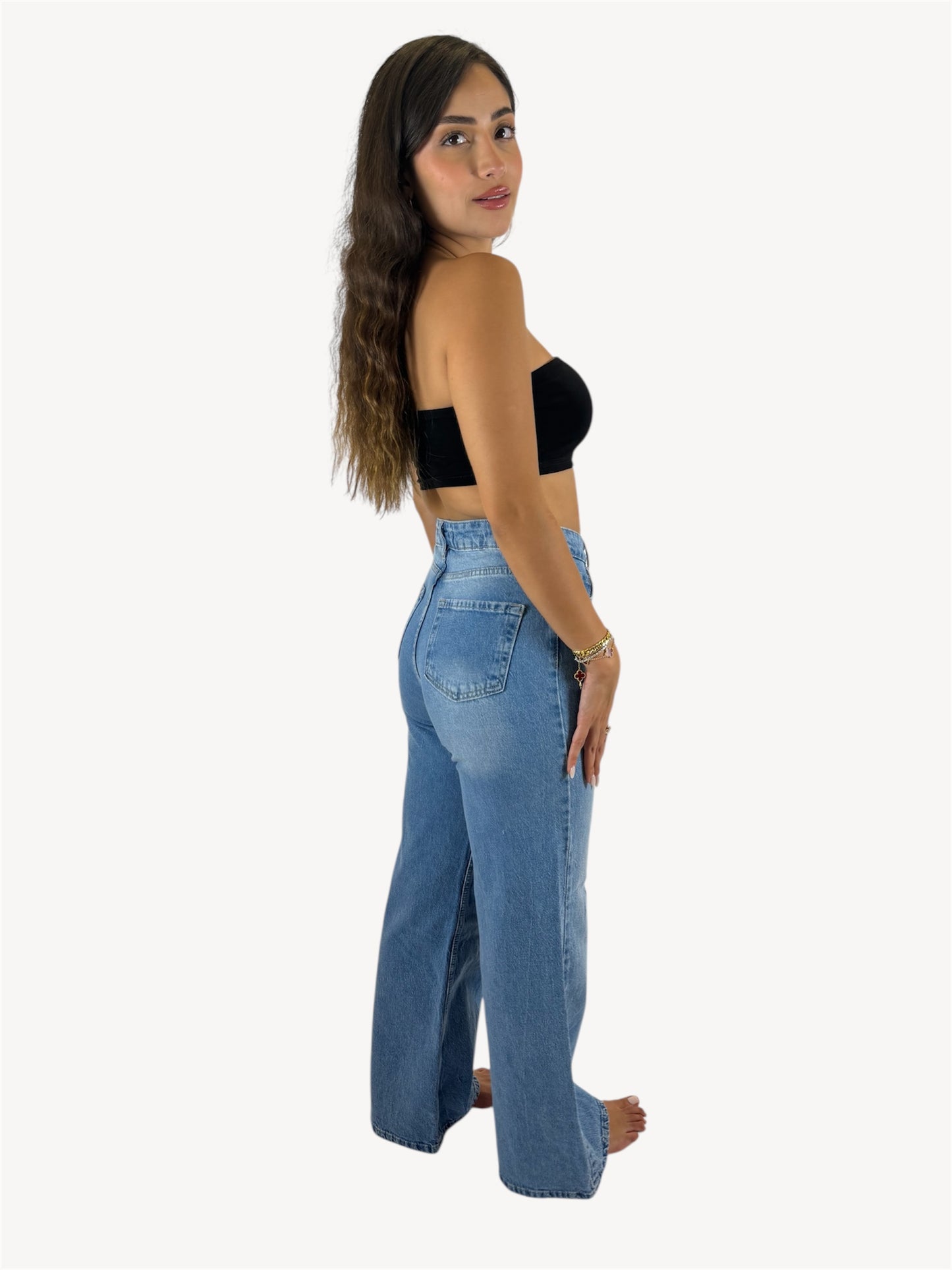 Blue Wide-Leg Jeans