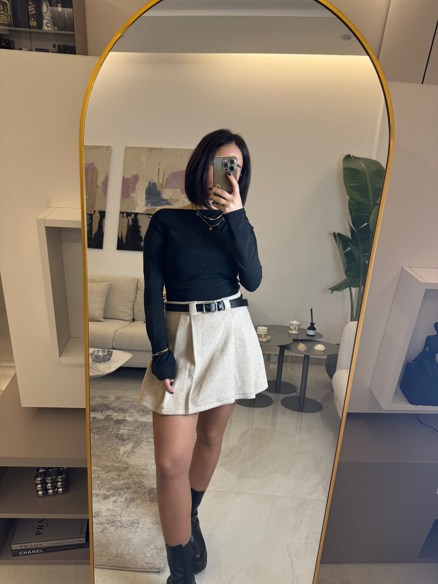 Pleated Skort with Belt