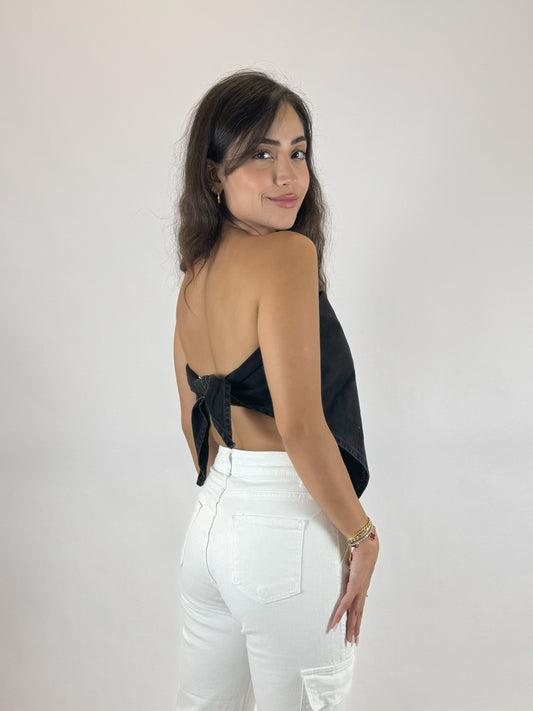 Tie-up Denim Crop