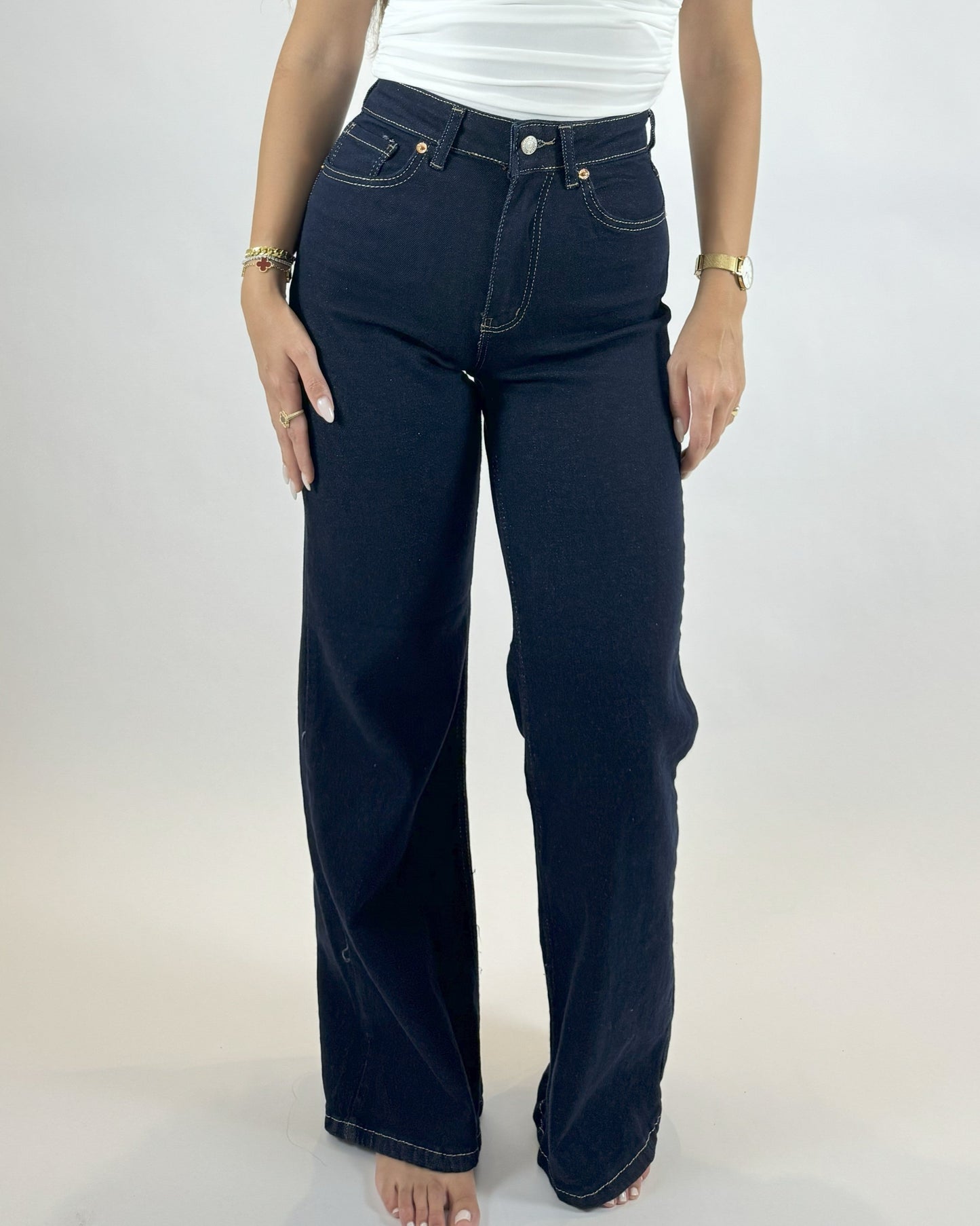 Wide Leg Denim Trousers