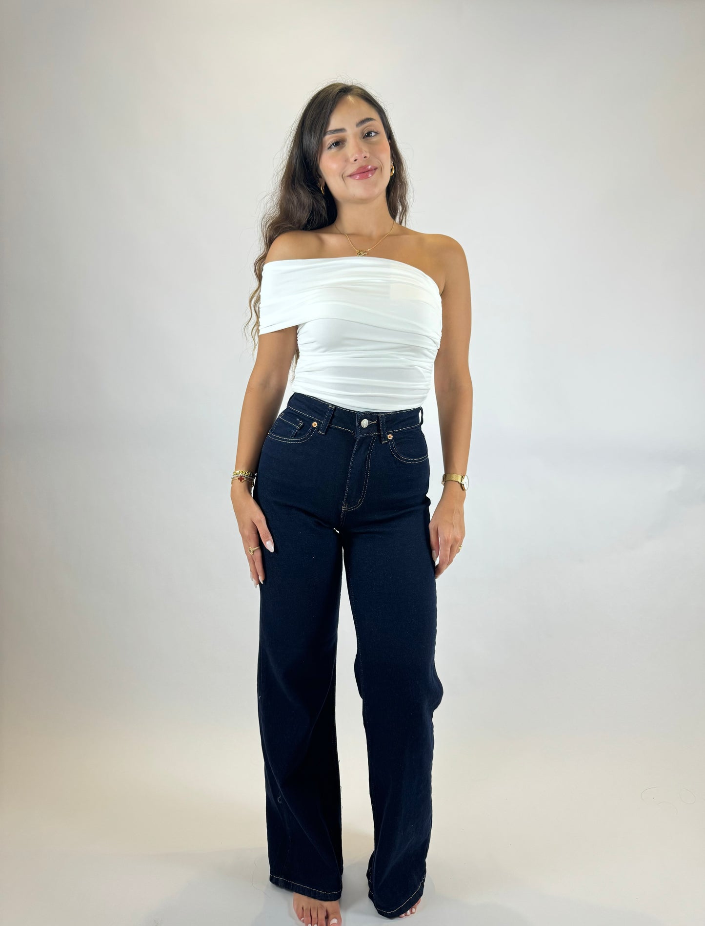 Wide Leg Denim Trousers
