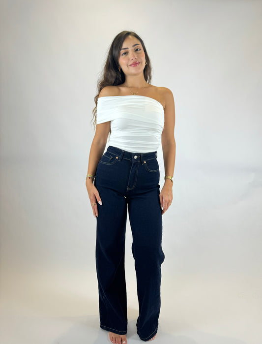 Wide Leg Denim Trousers