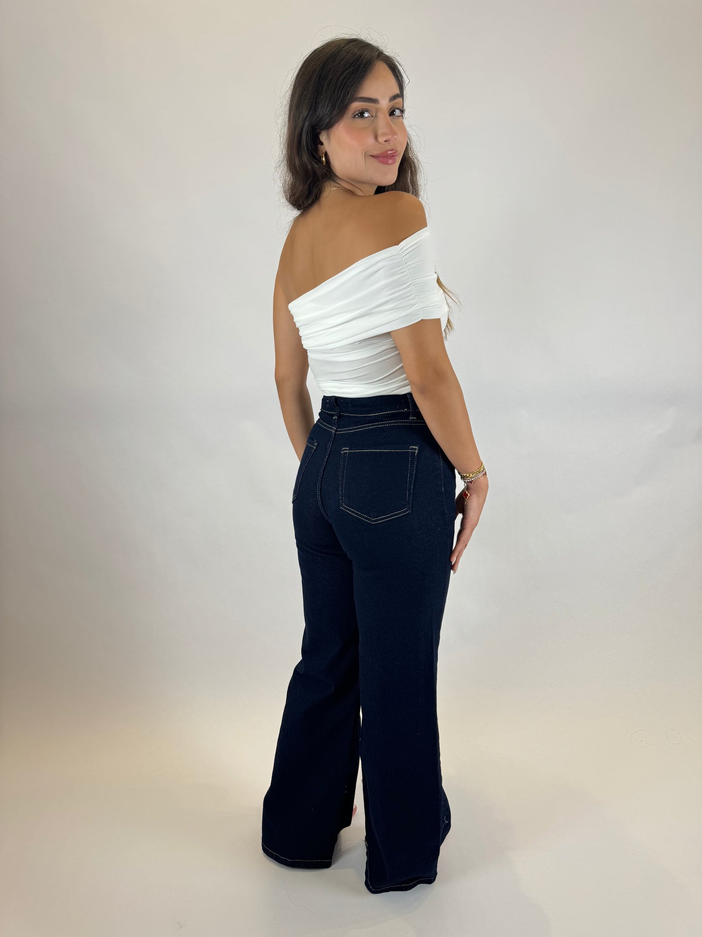 Wide Leg Denim Trousers
