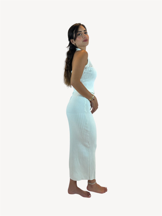 White Ribbed Two-Piece Set