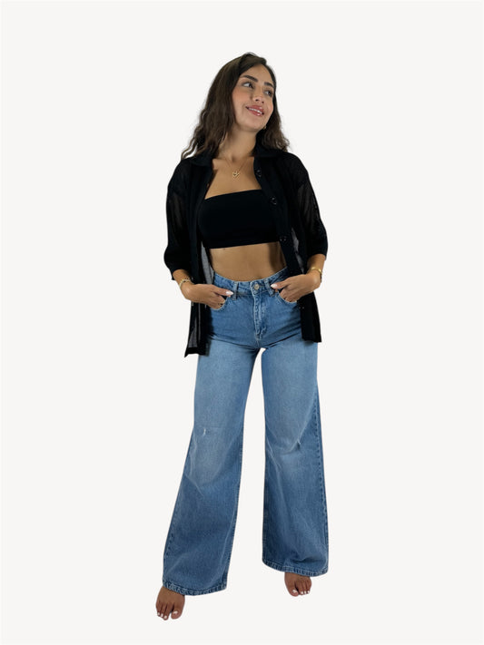 Blue Wide-Leg Jeans