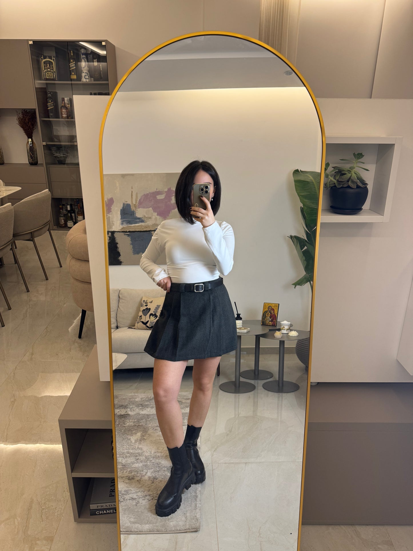 Pleated Skort with Belt
