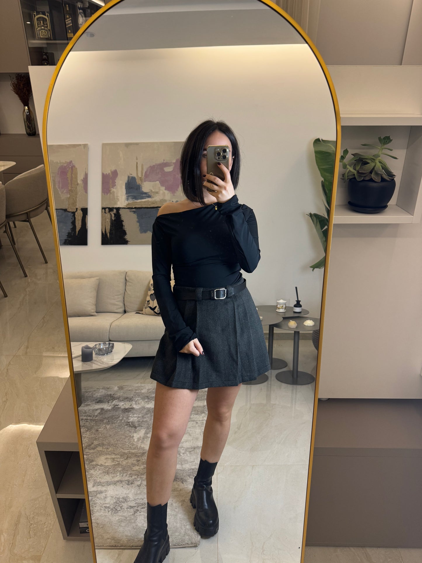 Pleated Skort with Belt