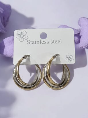 Silver and Gold Round Earrings